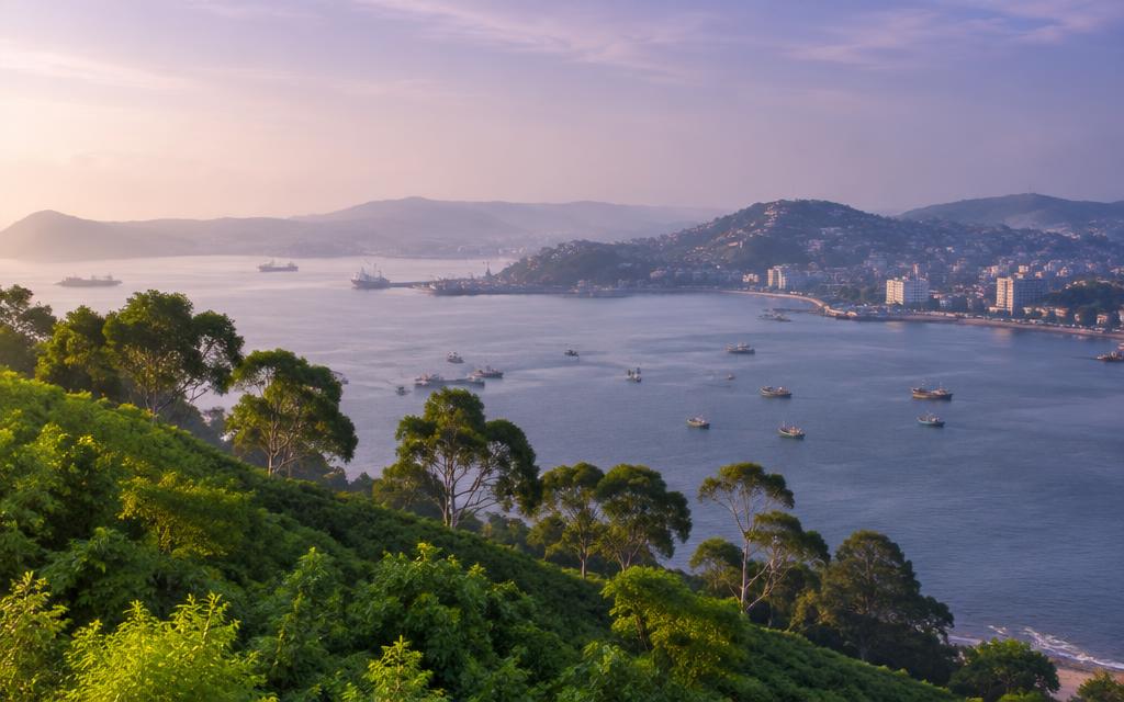 Freetown harbour bay seen from the green hills